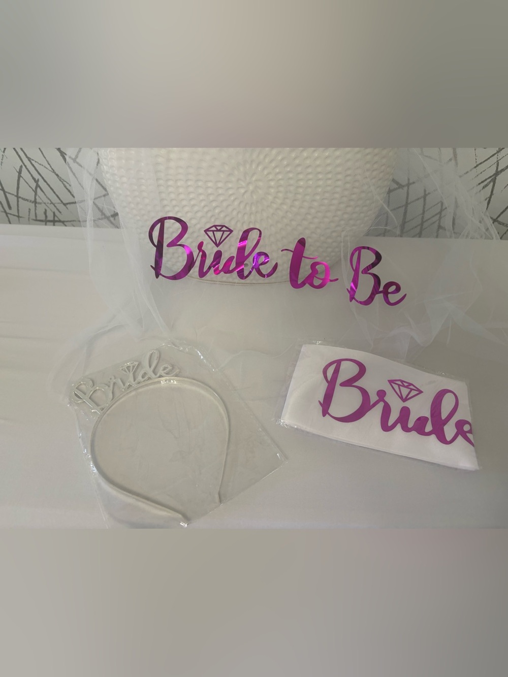 Bride to Be Banner and Sash Set - Metallic Fuchsia